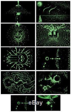 10 POSTERS UV-Blacklight Fluorescent Glow-In-The-Dark Psychedelic Psy Goa Art
