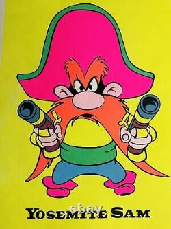 1960's YOSEMITE SAM WARNER BROS ARTKO FLORESCENT BLACKLIGHT POSTER 35x23 NM