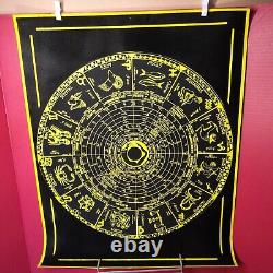 1960s Black Light Poster Velvet Metaphysical Chart 21x24 Authentic Vintage Art