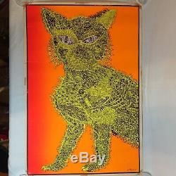 1967 Blacklight Psychedelic Cat Poster from Brady Bunch in the Girls' Bedroom