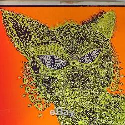 1967 Blacklight Psychedelic Cat Poster from Brady Bunch in the Girls' Bedroom