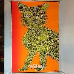 1967 Blacklight Psychedelic Cat Poster from Brady Bunch in the Girls' Bedroom