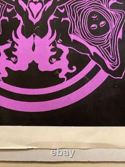 1967 J. MILLER. A SIRKIA Peace Mandala Purple Blacklight Silk Screen Poster USA