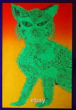 1969 ELECTRIC CAT VINTAGE PSYCHEDELIC BLACKLIGHT POSTER By JOE ROBERTS JR -NICE
