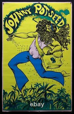 1969 Johnny Pot Seed Marijuana Houston Blacklight & Poster Distribution Co. NOS