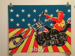 1970-60's Vintage Super Cycle Blacklight Poster Psychedelic Motorcycle EASYRIDER