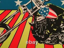 1970-60's Vintage Super Cycle Blacklight Poster Psychedelic Motorcycle EASYRIDER