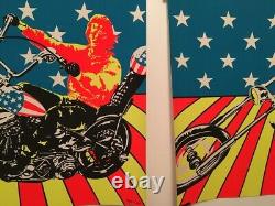 1970-60's Vintage Super Cycle Blacklight Poster Psychedelic Motorcycle EASYRIDER