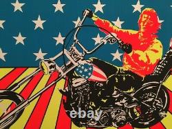 1970-60's Vintage Super Cycle Blacklight Poster Psychedelic Motorcycle EASYRIDER