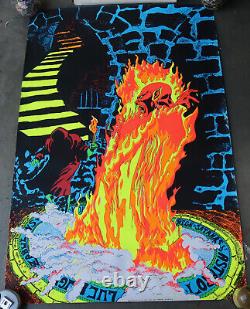 1970 Rege Rising SATANAS Pro Arts Black Light Poster Demon Devil Fire 42x28