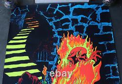 1970 Rege Rising SATANAS Pro Arts Black Light Poster Demon Devil Fire 42x28