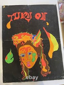 1970 TWO Government Propaganda Psychedelic ANTI-DRUG Black Light POSTER LSD ACID