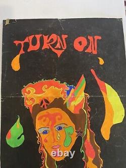 1970 TWO Government Propaganda Psychedelic ANTI-DRUG Black Light POSTER LSD ACID