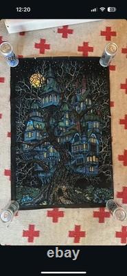 1970's Very Rare Tree House Blacklight poster, Wester Graphics, Vintage-Original