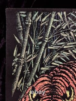 1970's Vintage Jungle Cat Tiger Fuzzy Black light Poster Western Graphics