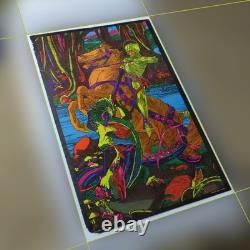 1970s Fantasy blacklight poster Dragon and Saint George Original Owner