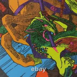 1970s Fantasy blacklight poster Dragon and Saint George Original Owner