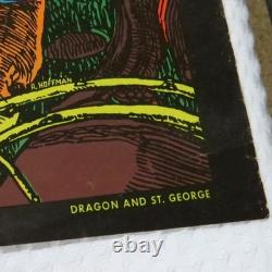 1970s Fantasy blacklight poster Dragon and Saint George Original Owner