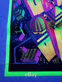 1970s Original M. C. Escher TOWER OF BABEL Blacklight Poster Psychedelic NOS