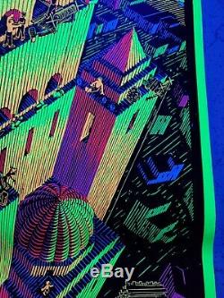 1970s Original M. C. Escher TOWER OF BABEL Blacklight Poster Psychedelic NOS