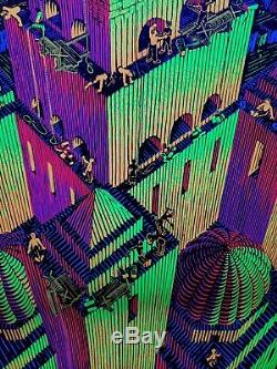 1970s Original M. C. Escher TOWER OF BABEL Blacklight Poster Psychedelic NOS