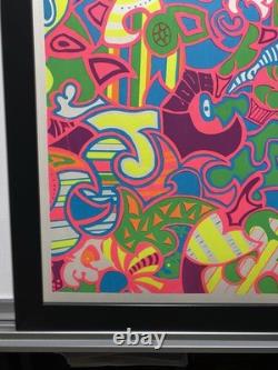 1970s Psychedelic LOVE Blacklight Poster Professionally Framed