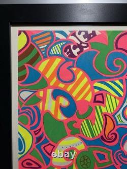 1970s Psychedelic LOVE Blacklight Poster Professionally Framed