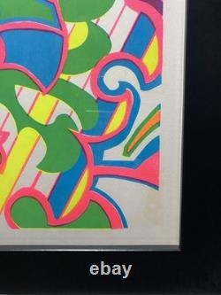 1970s Psychedelic LOVE Blacklight Poster Professionally Framed