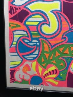 1970s Psychedelic LOVE Blacklight Poster Professionally Framed