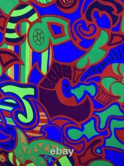 1970s Psychedelic LOVE Blacklight Poster Professionally Framed