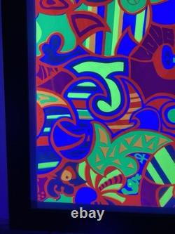1970s Psychedelic LOVE Blacklight Poster Professionally Framed