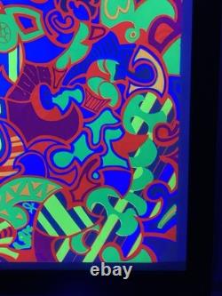 1970s Psychedelic LOVE Blacklight Poster Professionally Framed