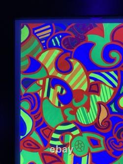 1970s Psychedelic LOVE Blacklight Poster Professionally Framed