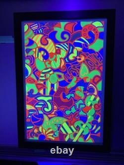1970s Psychedelic LOVE Blacklight Poster Professionally Framed