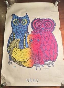 1971 Artko LeRoy Olson psychedelic blacklight headshop poster OWLS 23x35 Turnbow
