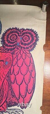 1971 Artko LeRoy Olson psychedelic blacklight headshop poster OWLS 23x35 Turnbow