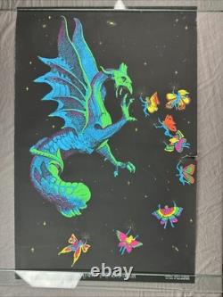 1971 PHANTASY ENCOUNTER Vintage BLACK LIGHT POSTER RICHARD FRICKMAN DRAGON FAIRY