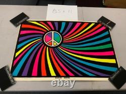 1971 Vintage HIPCO Peace Swirl Flocked Blacklight Poster NEW