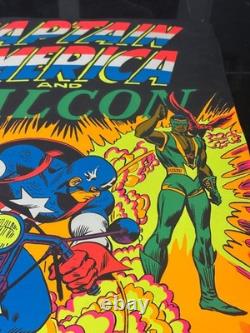 1971 Vintage Marvel Third Eye Captain America Falcon Poster Authentic Blacklight