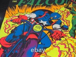 1971 Vintage Marvel Third Eye Captain America Falcon Poster Authentic Blacklight