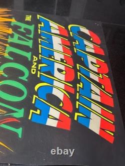 1971 Vintage Marvel Third Eye Captain America Falcon Poster Authentic Blacklight