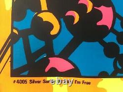 1971 Vintage ORIGINAL Marvel Third Eye Black Light Poster Silver Surfer I'm Free
