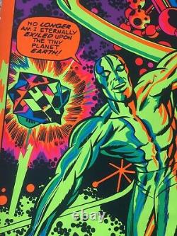 1971 Vintage ORIGINAL Marvel Third Eye Black Light Poster Silver Surfer I'm Free