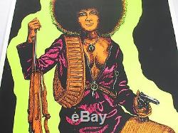 1972 Angela Davis Blacklight Poster BLACK PANTHERESS PANTHER Civil Rights RARE