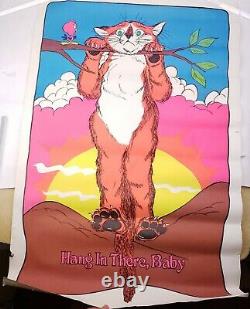 1972 HANG IN THERE, BABY Vintage Poster Litho Animal Cat Blacklight 23x34 FAIR