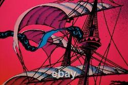 1972 Vintage Blacklight Poster The Voyage Sail Ship Aa Sales 23x35 Flocked