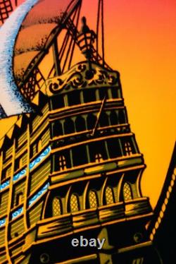 1972 Vintage Blacklight Poster The Voyage Sail Ship Aa Sales 23x35 Flocked