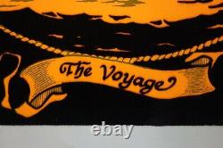 1972 Vintage Blacklight Poster The Voyage Sail Ship Rare Flocked Aa Sales