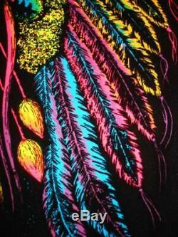 1972 Vintage Rare Flocked Blacklight Poster Native Indian Chief Aa Sales