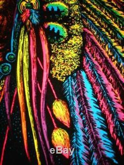 1972 Vintage Rare Flocked Blacklight Poster Native Indian Chief Aa Sales